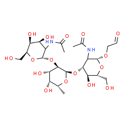 ChemSpider 2D Image | 2-Oxoethyl (2xi)-2-acetamido-2-deoxy-alpha-L-lyxo-hexopyranosyl-(1->2)-6-deoxy-alpha-D-galactopyranosyl-(1->3)-(2xi)-2-acetamido-2-deoxy-beta-D-arabino-hexopyranoside | C24H40N2O16