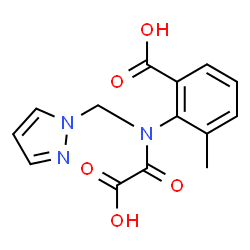 ChemSpider 2D Image | 2-[(Carboxycarbonyl)(1H-pyrazol-1-ylmethyl)amino]-3-methylbenzoic acid | C14H13N3O5