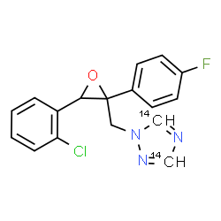 ChemSpider 2D Image | 1-{[3-(2-Chlorophenyl)-2-(4-fluorophenyl)-2-oxiranyl]methyl}(~14~C_2_)-1H-1,2,4-triazole | C1514C2H13ClFN3O