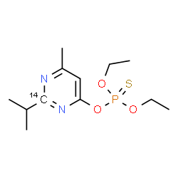 ChemSpider 2D Image | O,O-Diethyl O-[2-isopropyl-6-methyl(2-~14~C)-4-pyrimidinyl] phosphorothioate | C1114CH21N2O3PS