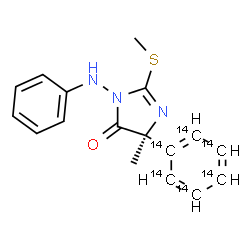 ChemSpider 2D Image | (5S)-3-Anilino-5-methyl-2-(methylsulfanyl)-5-(~14~C_6_)phenyl-3,5-dihydro-4H-imidazol-4-one | C1114C6H17N3OS