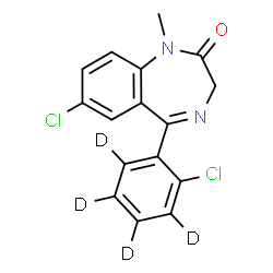 ChemSpider 2D Image | 7-Chloro-5-[2-chloro(~2~H_4_)phenyl]-1-methyl-1,3-dihydro-2H-1,4-benzodiazepin-2-one | C16H8D4Cl2N2O