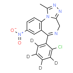 ChemSpider 2D Image | 6-[2-Chloro(~2~H_4_)phenyl]-1-methyl-8-nitro-4H-[1,2,4]triazolo[4,3-a][1,4]benzodiazepine | C17H8D4ClN5O2