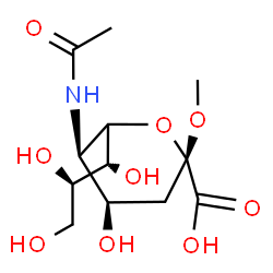 ChemSpider 2D Image | Methyl 5-acetamido-3,5-dideoxy-6-[(1R,2R)-1,2,3-trihydroxypropyl]-alpha-L-erythro-hex-2-ulopyranosidonic acid | C12H21NO9