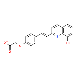 ChemSpider 2D Image | {4-[(E)-2-(8-Hydroxy-2-quinolinyl)vinyl]phenoxy}acetate | C19H14NO4
