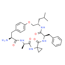 ChemSpider 2D Image | (3S,6R,12R,15S)-3-Amino-12-benzyl-15-isobutyl-6-methyl-17-oxa-5,8,11,14-tetraazaspiro[bicyclo[16.2.2]docosane-9,1'-cyclopropane]-1(20),18,21-triene-4,7,10,13-tetrone | C31H41N5O5
