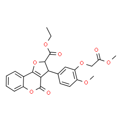 ChemSpider 2D Image | Ethyl 3-[4-methoxy-3-(2-methoxy-2-oxoethoxy)phenyl]-4-oxo-2,3-dihydro-4H-furo[3,2-c]chromene-2-carboxylate | C24H22O9