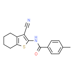 ChemSpider 2D Image | N-(3-Cyano-4,5,6,7-tetrahydro-1-benzothiophen-2-yl)-4-methylbenzamide | C17H16N2OS