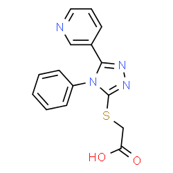 ChemSpider 2D Image | [(4-phenyl-5-pyridin-3-yl-4H-1,2,4-triazol-3-yl)thio]acetic acid | C15H12N4O2S
