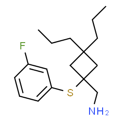 ChemSpider 2D Image | 1-{1-[(3-Fluorophenyl)sulfanyl]-3,3-dipropylcyclobutyl}methanamine | C17H26FNS
