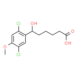 ChemSpider 2D Image | 6-(2,5-Dichloro-4-methoxyphenyl)-6-hydroxyhexanoic acid | C13H16Cl2O4