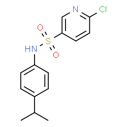 ChemSpider 2D Image | 6-Chloro-N-(4-isopropylphenyl)-3-pyridinesulfonamide | C14H15ClN2O2S