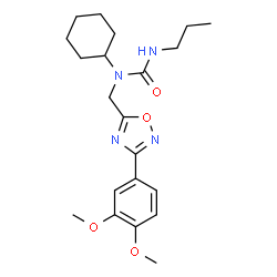 ChemSpider 2D Image | 1-Cyclohexyl-1-{[3-(3,4-dimethoxyphenyl)-1,2,4-oxadiazol-5-yl]methyl}-3-propylurea | C21H30N4O4