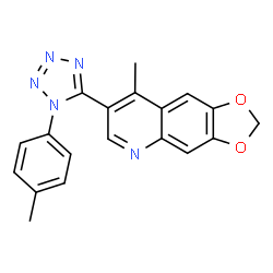 ChemSpider 2D Image | 8-Methyl-7-[1-(4-methylphenyl)-1H-tetrazol-5-yl][1,3]dioxolo[4,5-g]quinoline | C19H15N5O2
