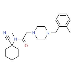 ChemSpider 2D Image | N-(1-Cyanocyclohexyl)-N-methyl-2-[4-(2-methylbenzyl)-1-piperazinyl]acetamide | C22H32N4O
