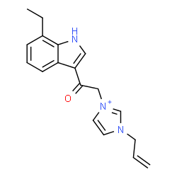 ChemSpider 2D Image | 1-Allyl-3-[2-(7-ethyl-1H-indol-3-yl)-2-oxoethyl]-1H-imidazol-3-ium | C18H20N3O