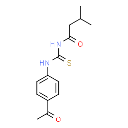 ChemSpider 2D Image | N-[(4-Acetylphenyl)carbamothioyl]-3-methylbutanamide | C14H18N2O2S