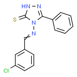 ChemSpider 2D Image | 4H-1,2,4-triazole-3-thiol, 4-[[(3-chlorophenyl)methylene]amino]-5-phenyl- | C15H11ClN4S