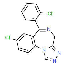 ChemSpider 2D Image | 8-Chloro-6-(2-chlorophenyl)-4H-[1,2,4]triazolo[4,3-a][1,4]benzodiazepine | C16H10Cl2N4