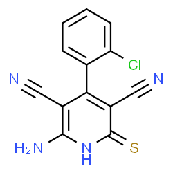 ChemSpider 2D Image | 6-Amino-4-(2-chlorophenyl)-2-thioxo-1,2-dihydro-3,5-pyridinedicarbonitrile | C13H7ClN4S
