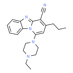 ChemSpider 2D Image | 1-(4-Ethyl-1-piperazinyl)-3-propylpyrido[1,2-a]benzimidazole-4-carbonitrile | C21H25N5
