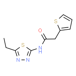 ChemSpider 2D Image | N-(5-Ethyl-1,3,4-thiadiazol-2-yl)-2-(2-thienyl)acetamide | C10H11N3OS2