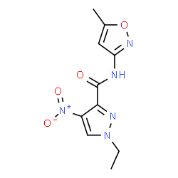 ChemSpider 2D Image | 1-Ethyl-N-(5-methyl-1,2-oxazol-3-yl)-4-nitro-1H-pyrazole-3-carboxamide | C10H11N5O4
