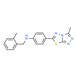 ChemSpider 2D Image | N-(2-Methylbenzyl)-4-(3-methyl[1,2,4]triazolo[3,4-b][1,3,4]thiadiazol-6-yl)aniline | C18H17N5S