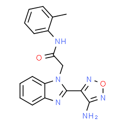 ChemSpider 2D Image | 2-[2-(4-Amino-1,2,5-oxadiazol-3-yl)-1H-benzimidazol-1-yl]-N-(2-methylphenyl)acetamide | C18H16N6O2
