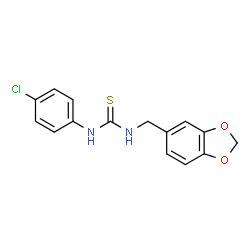 ChemSpider 2D Image | 1-(1,3-Benzodioxol-5-ylmethyl)-3-(4-chlorophenyl)thiourea | C15H13ClN2O2S