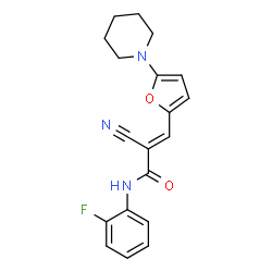 ChemSpider 2D Image | (2E)-2-Cyano-N-(2-fluorophenyl)-3-[5-(1-piperidinyl)-2-furyl]acrylamide | C19H18FN3O2