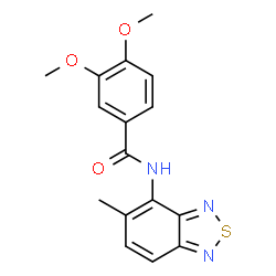 ChemSpider 2D Image | 3,4-Dimethoxy-N-(5-methyl-2,1,3-benzothiadiazol-4-yl)benzamide | C16H15N3O3S