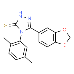 ChemSpider 2D Image | 3-(1,3-benzodioxol-5-yl)-4-(2,5-dimethylphenyl)-1H-1,2,4-triazole-5-thione | C17H15N3O2S