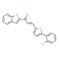ChemSpider 2D Image | (2E)-1-(1-Benzofuran-2-yl)-3-[5-(2-chlorophenyl)-2-furyl]-2-propen-1-one | C21H13ClO3