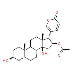 ChemSpider 2D Image | (3beta,5beta,16beta,17alpha)-16-Acetoxy-3,14-dihydroxybufa-20,22-dienolide | C26H36O6