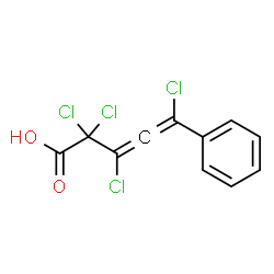 ChemSpider 2D Image | 2,2,3,5-Tetrachloro-5-phenyl-3,4-pentadienoic acid | C11H6Cl4O2