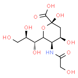 ChemSpider 2D Image | 3,5-Dideoxy-5-(glycoloylamino)-6-[(1R,2R)-1,2,3-trihydroxypropyl]-alpha-L-erythro-hex-2-ulopyranosonic acid | C11H19NO10