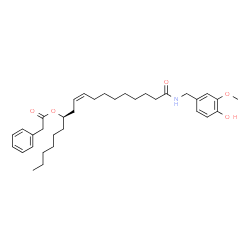 ChemSpider 2D Image | (7R,9Z)-18-[(4-Hydroxy-3-methoxybenzyl)amino]-18-oxo-9-octadecen-7-yl phenylacetate | C34H49NO5