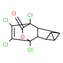 ChemSpider 2D Image | 1,8,11,12-Tetrachloro-9-oxapentacyclo[6.2.2.0~2,7~.0~3,5~.0~4,6~]dodec-11-en-10-one | C11H6Cl4O2