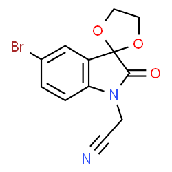 ChemSpider 2D Image | (5'-Bromo-2'-oxospiro[1,3-dioxolane-2,3'-indol]-1'(2'H)-yl)acetonitrile | C12H9BrN2O3