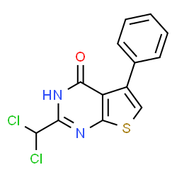 ChemSpider 2D Image | 2-(Dichloromethyl)-5-phenylthieno[2,3-d]pyrimidin-4(3H)-one | C13H8Cl2N2OS