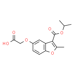 ChemSpider 2D Image | {[3-(Isopropoxycarbonyl)-2-methyl-1-benzofuran-5-yl]oxy}acetic acid | C15H16O6