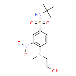 ChemSpider 2D Image | 4-[(2-Hydroxyethyl)(methyl)amino]-N-(2-methyl-2-propanyl)-3-nitrobenzenesulfonamide | C13H21N3O5S