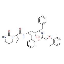 ChemSpider 2D Image | N-[(4R)-5-{[(2,6-Dimethylphenoxy)acetyl]amino}-4-hydroxy-1,6-diphenyl-2-hexanyl]-3-methyl-2-(2-oxotetrahydro-1(2H)-pyrimidinyl)butanamide | C37H48N4O5