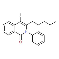 ChemSpider 2D Image | 4-Iodo-3-pentyl-2-phenyl-1(2H)-isoquinolinone | C20H20INO