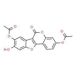 ChemSpider 2D Image | 9-Hydroxy-6-oxo-6H-[1]benzofuro[3,2-c]chromene-3,8-diyl diacetate | C19H12O8