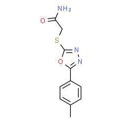 ChemSpider 2D Image | 2-{[5-(4-Methylphenyl)-1,3,4-oxadiazol-2-yl]sulfanyl}acetamide | C11H11N3O2S