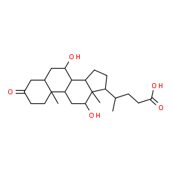 ChemSpider 2D Image | (8xi,9xi,17xi)-7,12-Dihydroxy-3-oxocholan-24-oic acid | C24H38O5