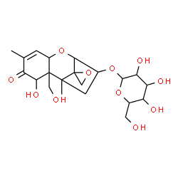 ChemSpider 2D Image | 7,15-Dihydroxy-8-oxo-12,13-epoxytrichothec-9-en-3-yl hexopyranoside | C21H30O11