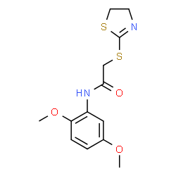 ChemSpider 2D Image | 2-(4,5-Dihydro-1,3-thiazol-2-ylsulfanyl)-N-(2,5-dimethoxyphenyl)acetamide | C13H16N2O3S2